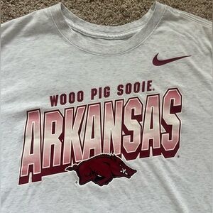 Nike Dri-Fit Arkansas Razorbacks T-Shirt Mens L Grey Wooo Pig Sooie Graphic